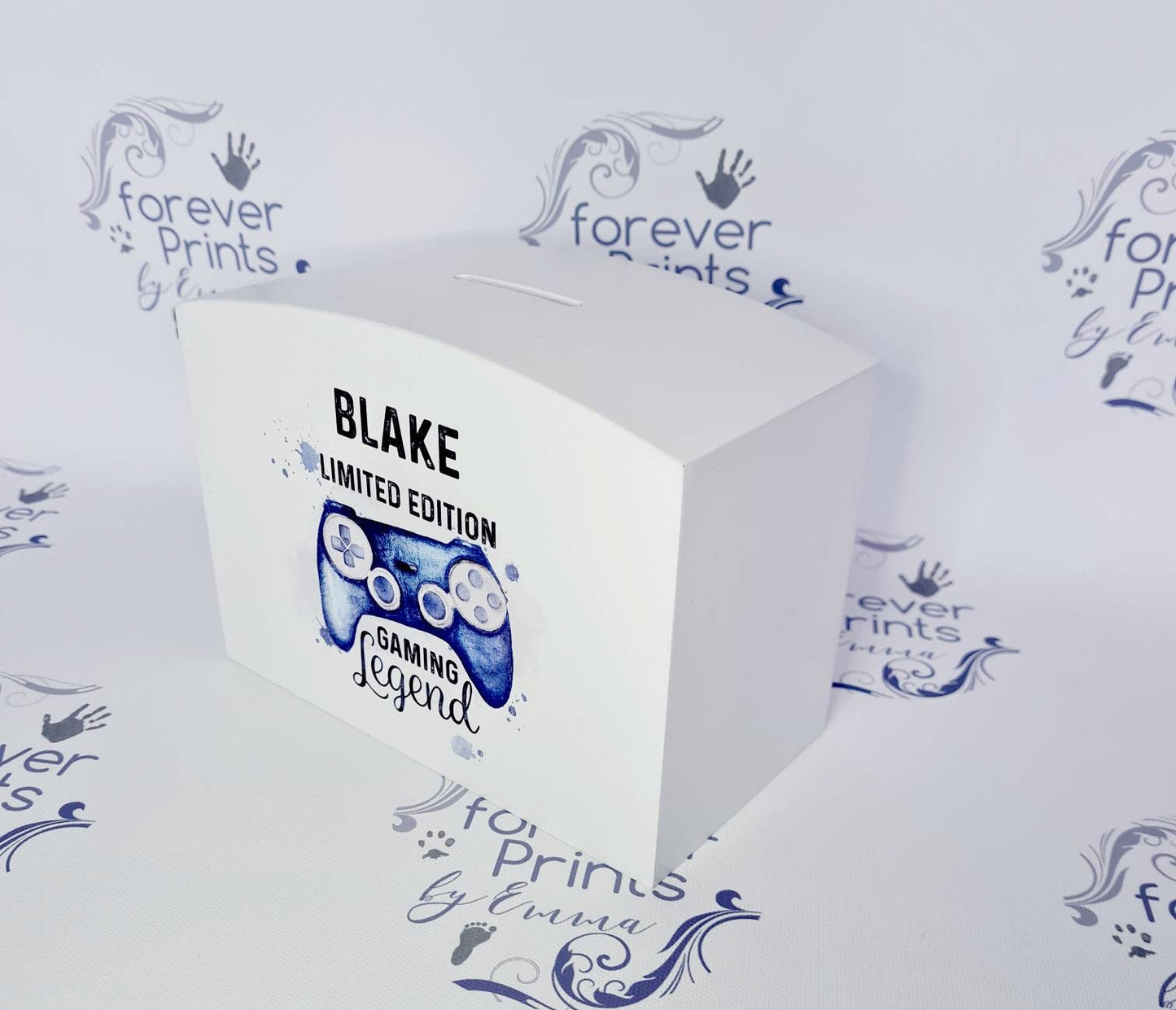 Personalised Gamer Money Box, Kids Custom Wood Coin Bank