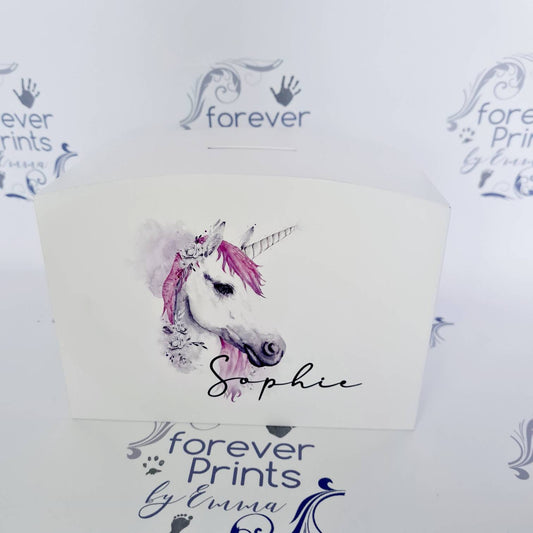Personalised Unicorn Money Box, Kids Piggy Bank