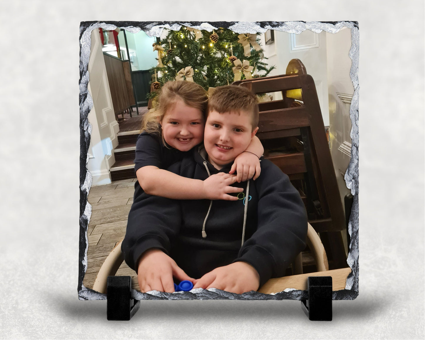 Personalised Photo Rock Slate, Custom Family Portrait (20cm x 20cm)