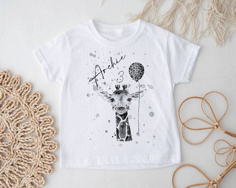 Personalised Safari Birthday T-Shirt, Custom Name & Age