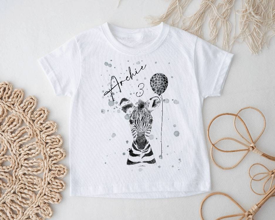 Personalised Safari Birthday T-Shirt, Custom Name & Age
