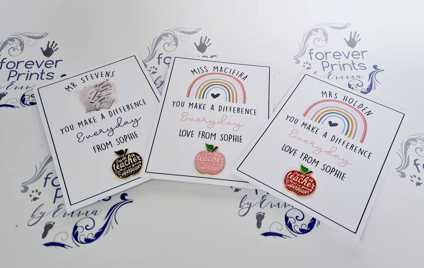 Personalised Teacher Apple Pin Badge, Thank You Gift