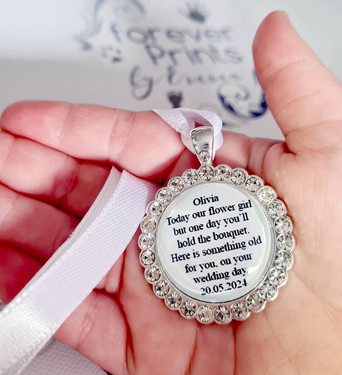 Personalised Flower Girl Charm, Wedding Keepsake Gift