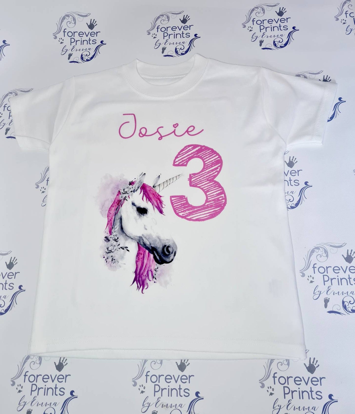 Girls' Personalised Unicorn Birthday T-Shirt