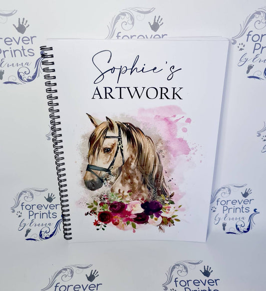 Personalised Horse Notebook, A4/A5 Floral Cover, Equestrian Gift