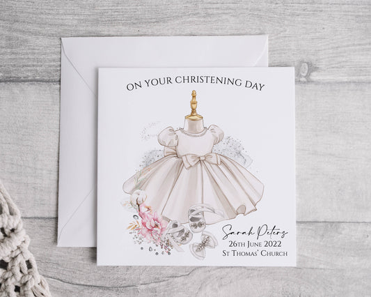Personalised Christening Card, Linen Cardstock