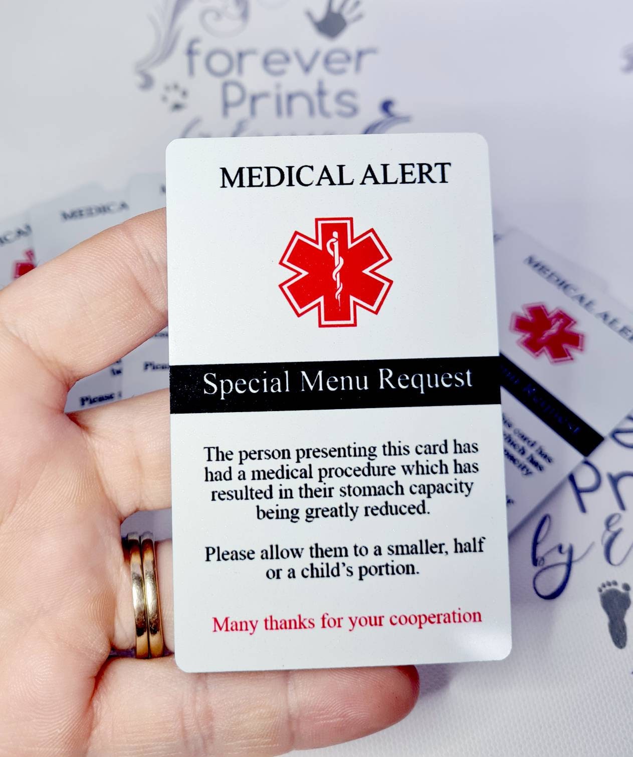 Gastric Sleeve Medical Alert Card, Bariatric Surgery Wallet Card