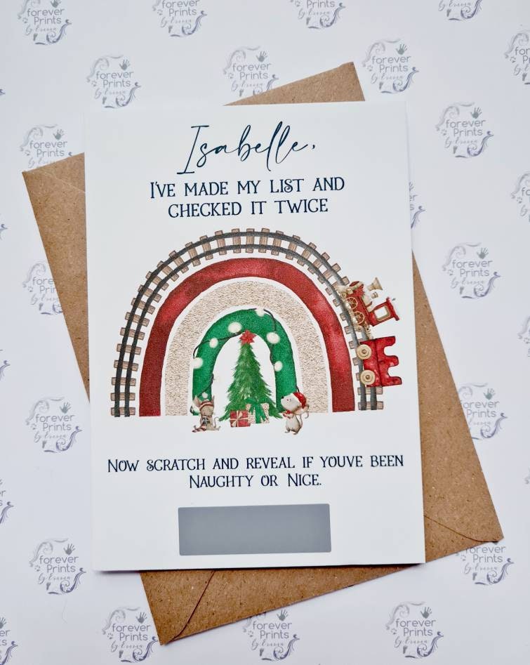 Christmas good list scratchcard, child's naughty or nice list