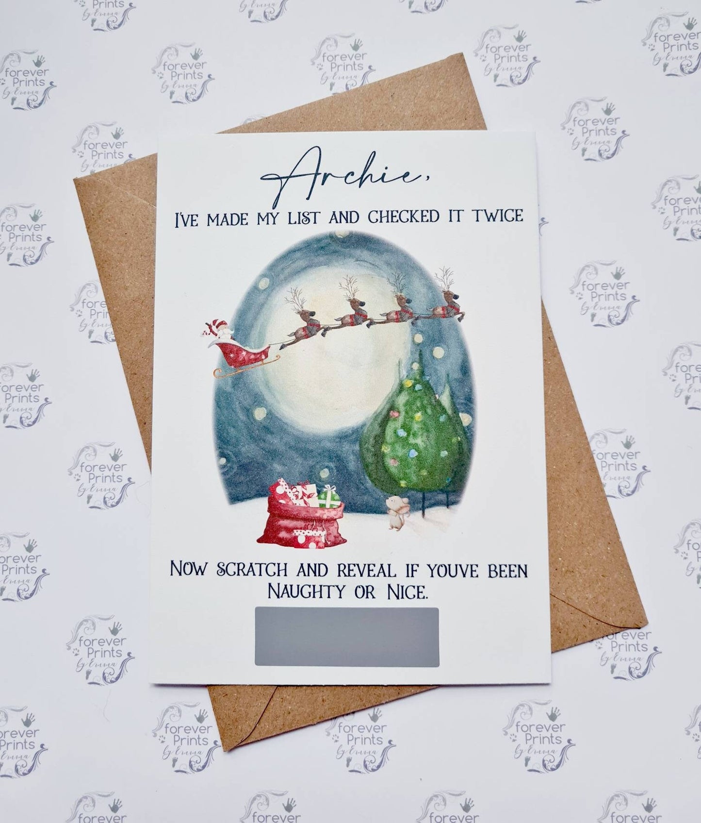 Christmas good list scratchcard, child's naughty or nice list