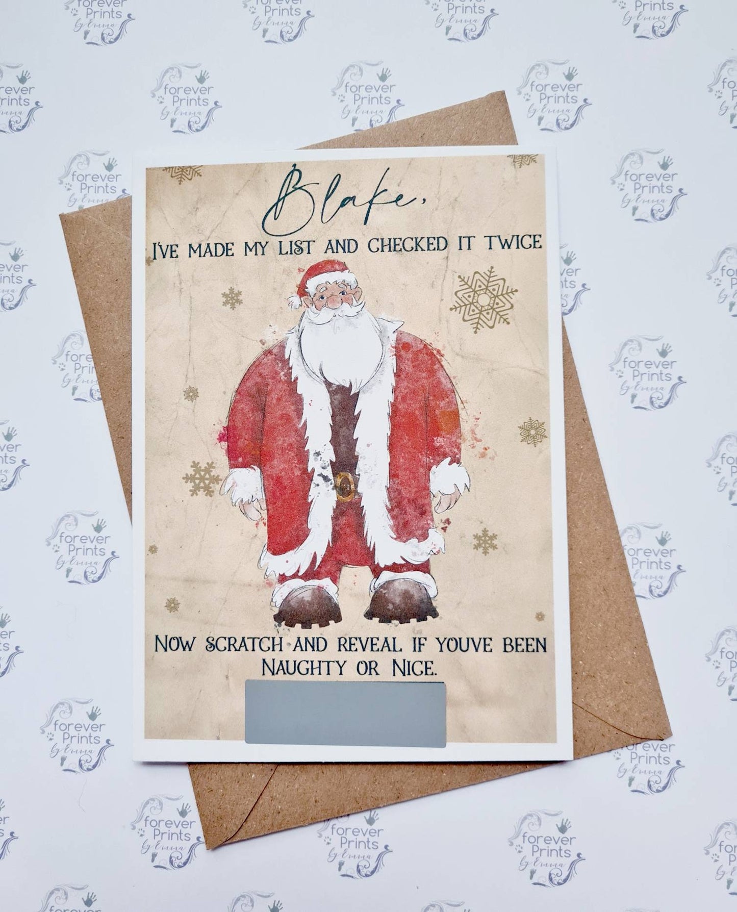 Christmas good list scratch card, child's naughty or nice list