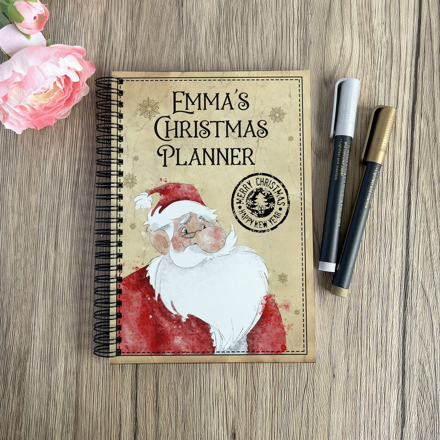 Personalised Christmas Planner, A5 Spiral Organizer