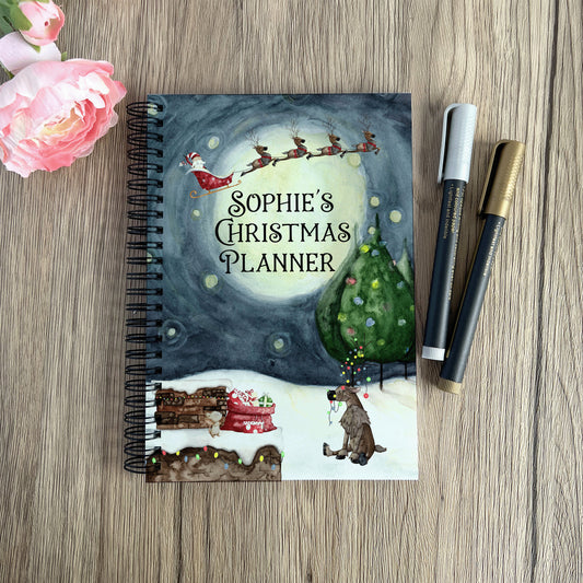 Personalised Christmas Planner, A5 Spiral Notebook