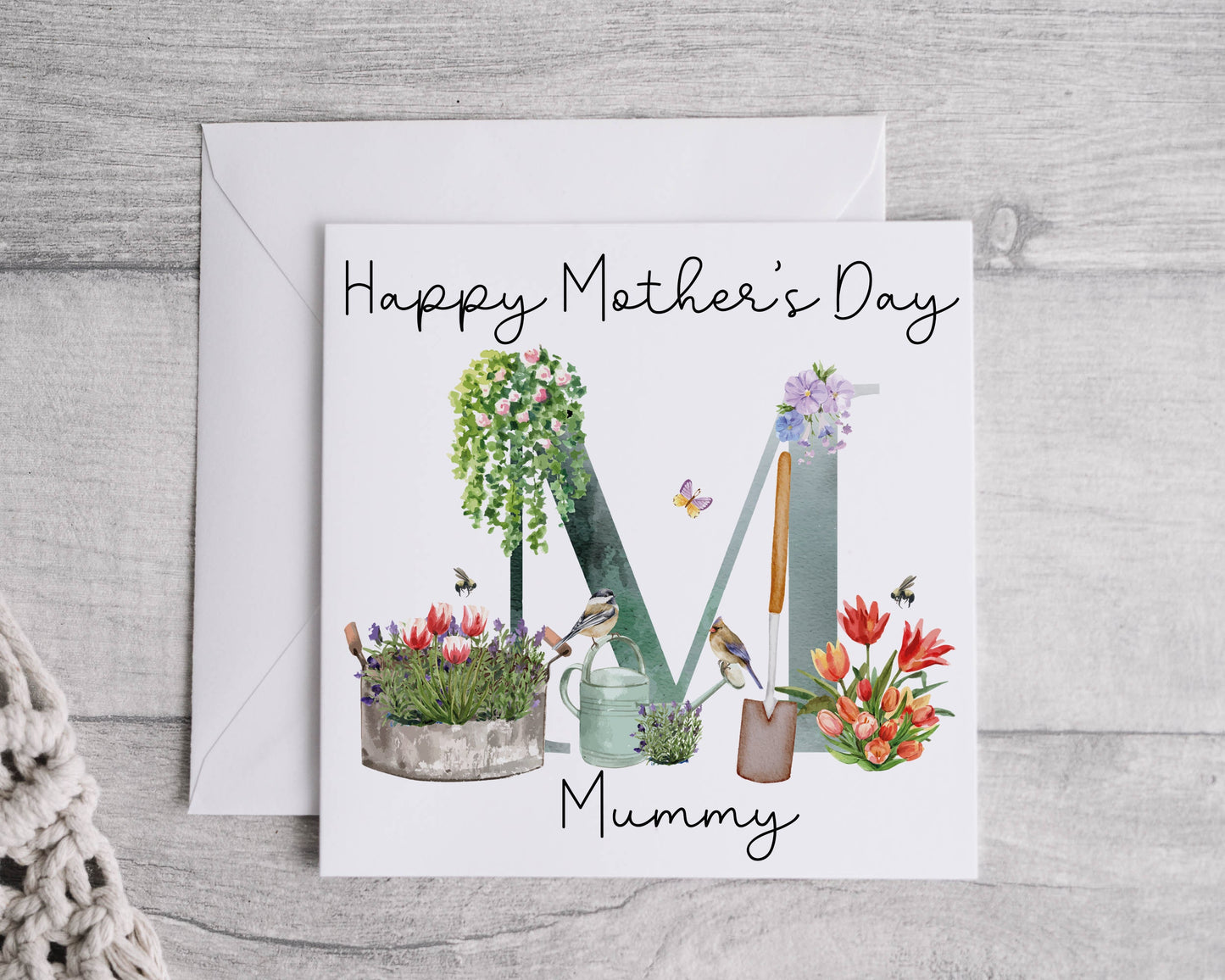 Personalised Gardener Mother's Day Card, Linen Effect