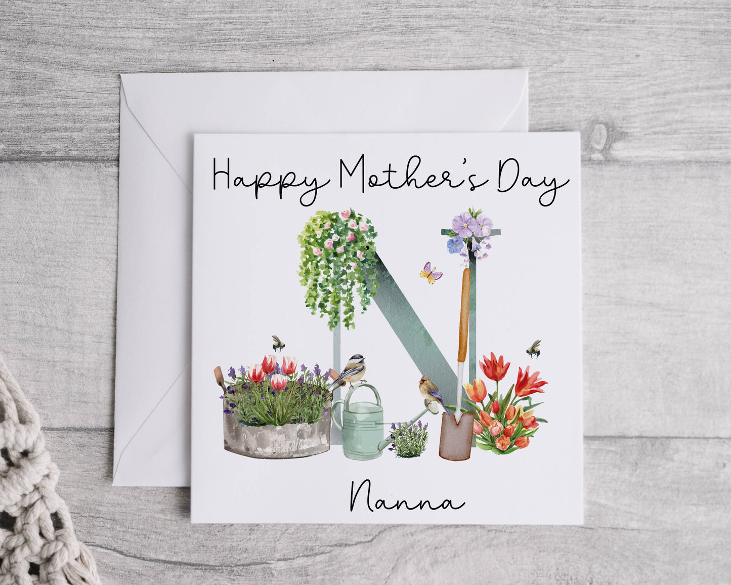 Personalised Gardener Mother's Day Card, Linen Effect