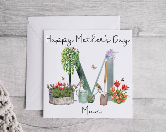 Personalised Gardener Mother's Day Card, Linen Effect
