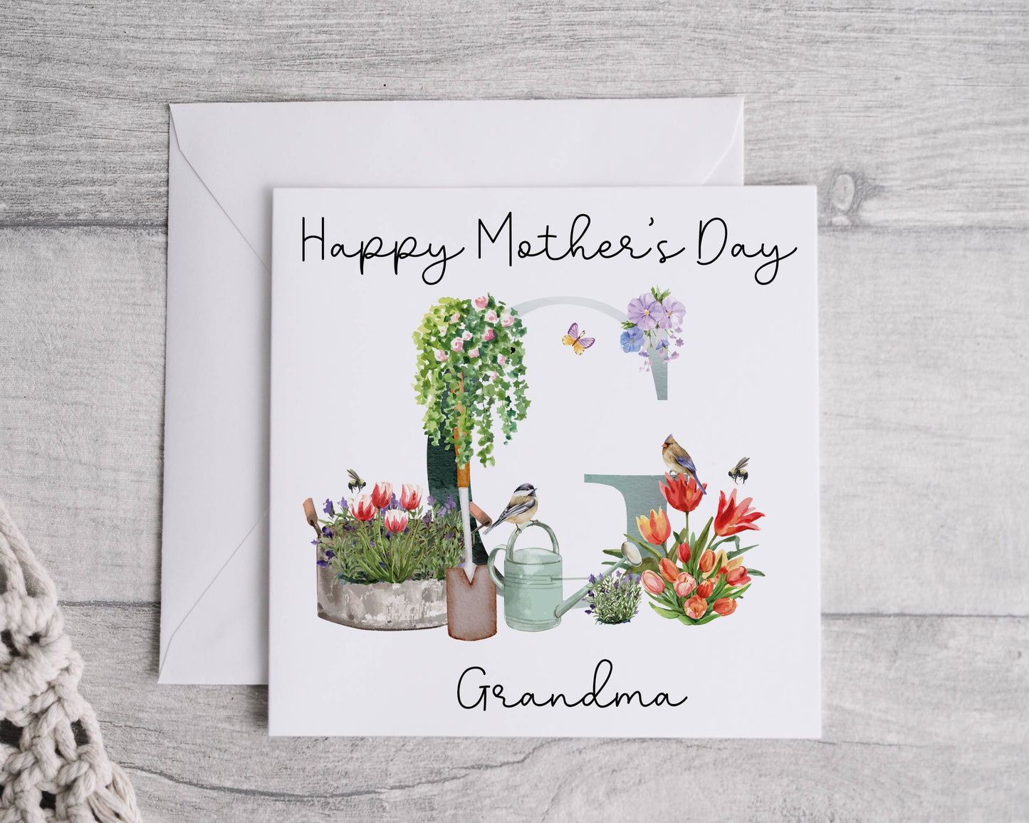 Personalised Gardener Mother's Day Card, Linen Effect