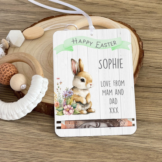 Personalised Easter Bunny Money Holder, UV Printed Acrylic Gift