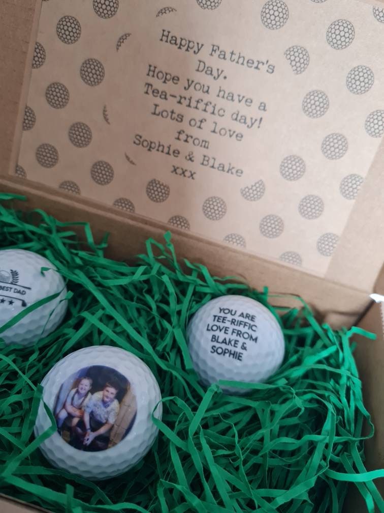 personalised golf balls, logo golf balls, father's day golf, golfer gift