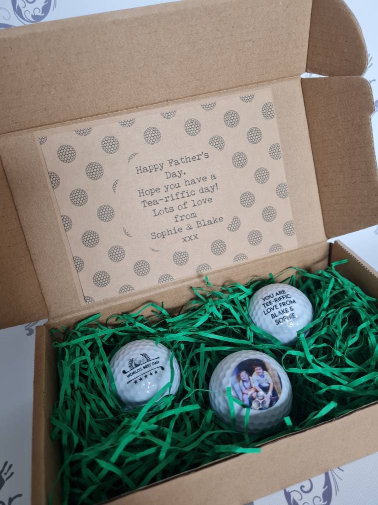 personalised golf balls, logo golf balls, father's day golf, golfer gift