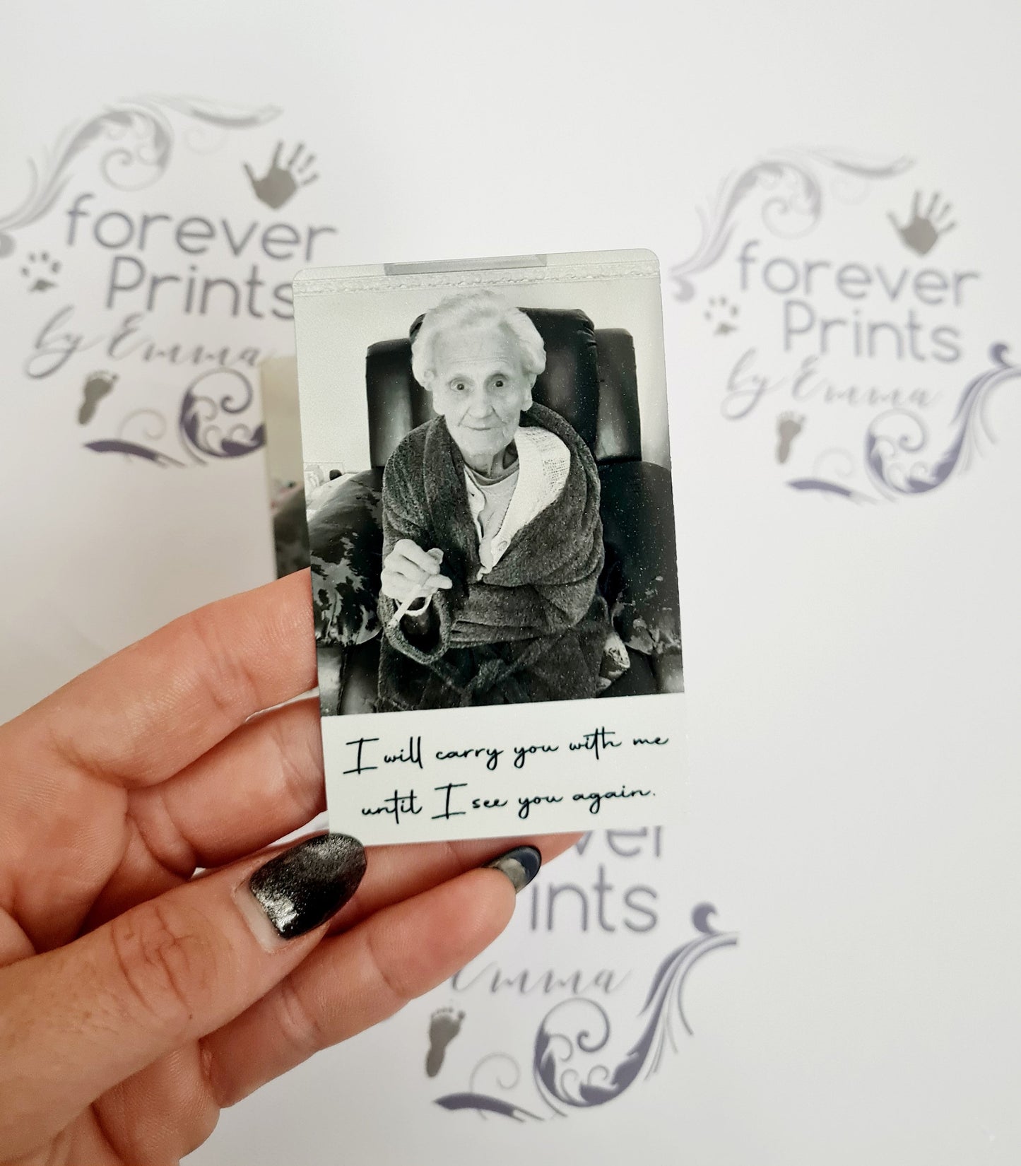 Personalised Memorial Photo Wallet Card, Aluminium Keepsake