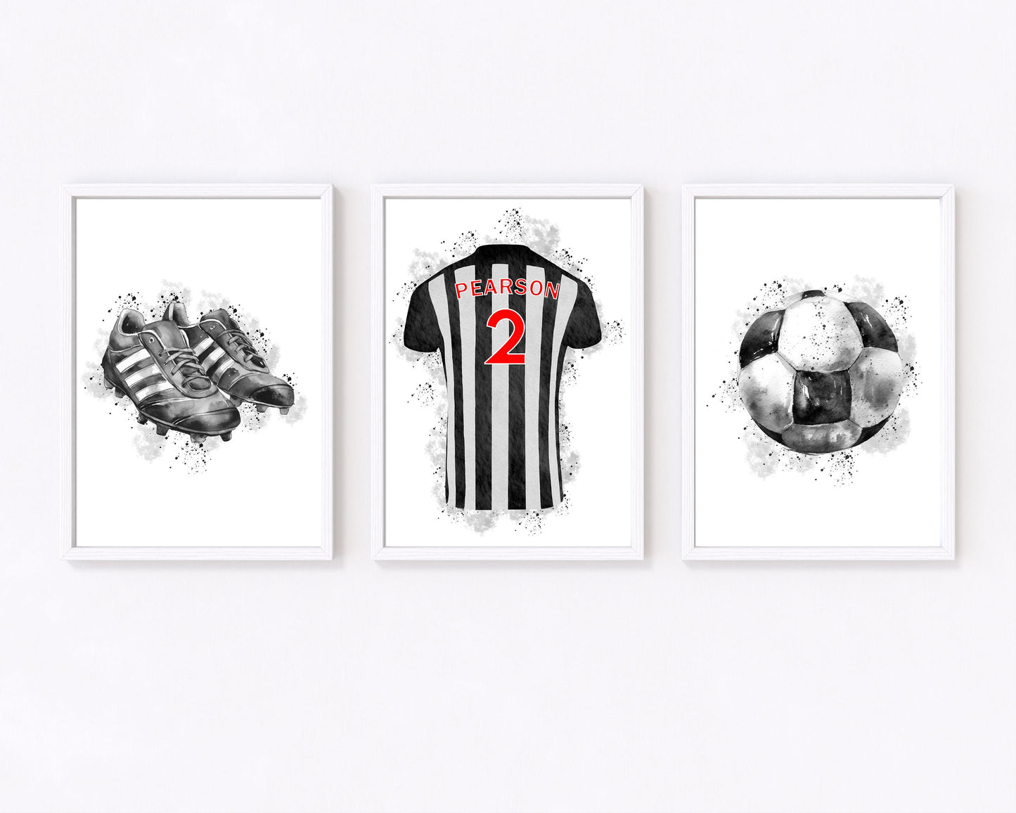 Personalised Football Prints, Set of 3, Sports Bedroom Decor