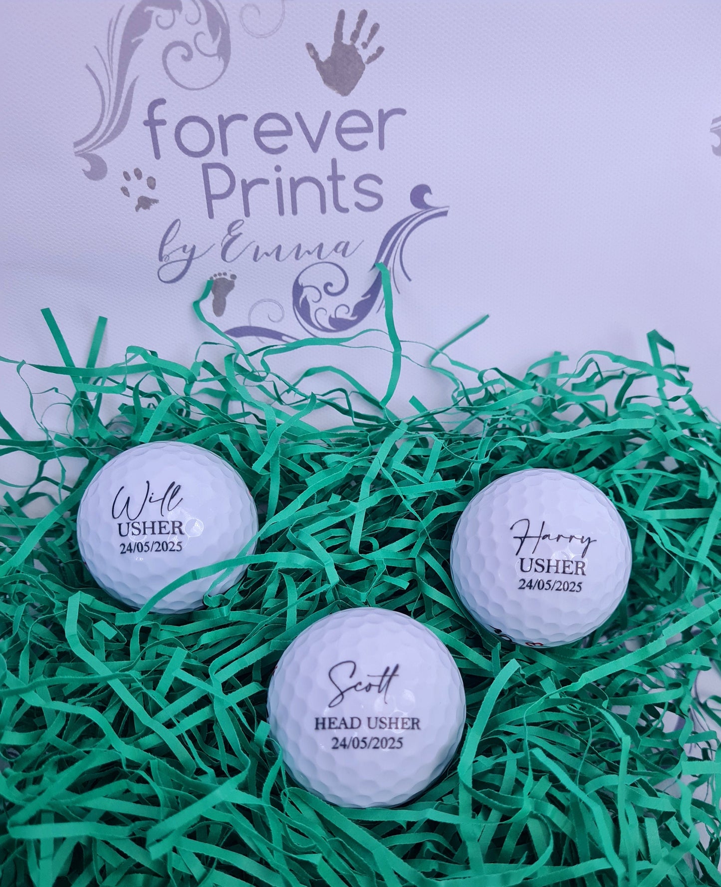 personalised groomsmen golf balls, logo golf balls, wedding day golf, golfer gift