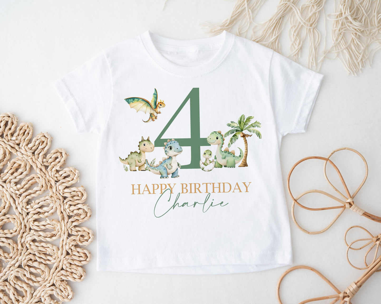 Dinosaur Birthday T-Shirt, Personalised Kids Tee