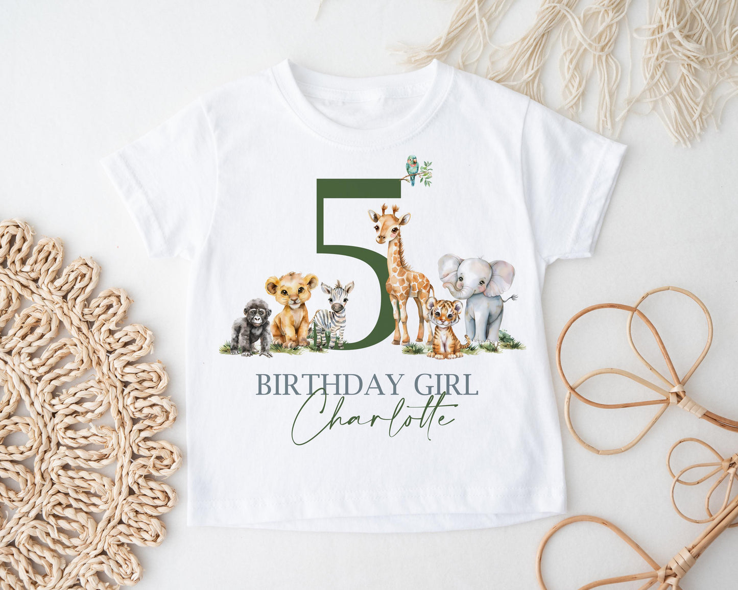 Child's Safari Birthday T-Shirt, Personalized Name & Age