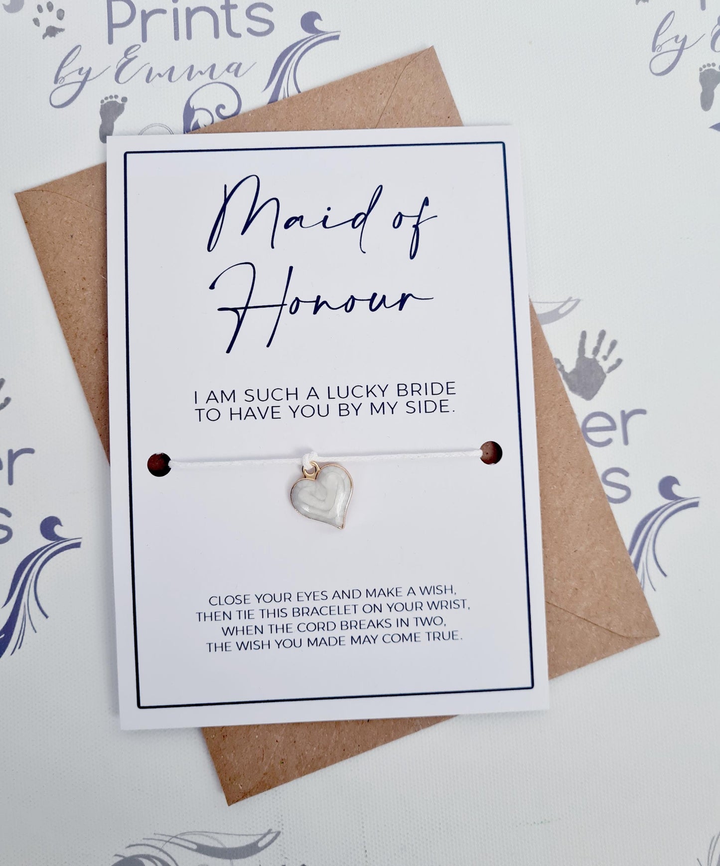 Bridal Party Wish Bracelet, Enamel Heart Charm, Bridesmaid Gift