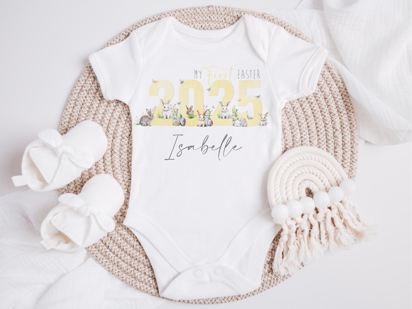 Personalised First Easter Baby Bodysuit, Bunny Design