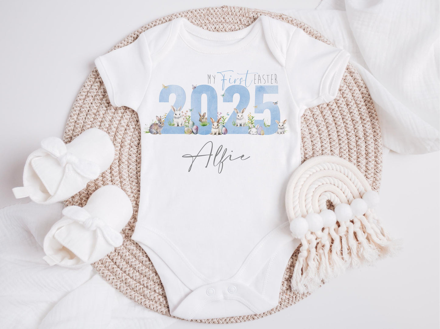 Personalised First Easter Baby Bodysuit, Bunny Design