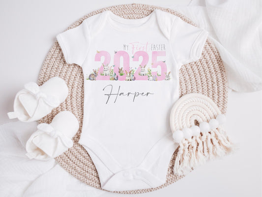 Personalised First Easter Baby Bodysuit, Bunny Design