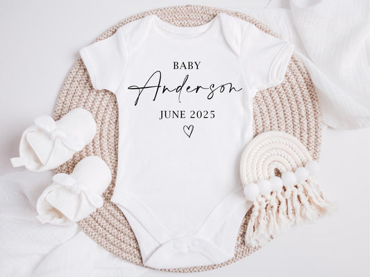 Personalised Baby Vest, Pregnancy Announcement, Due Date Reveal
