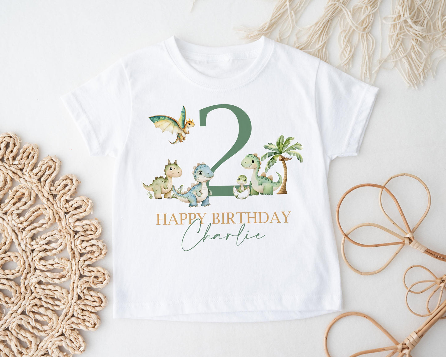Dinosaur Birthday T-Shirt, Personalised Kids Tee