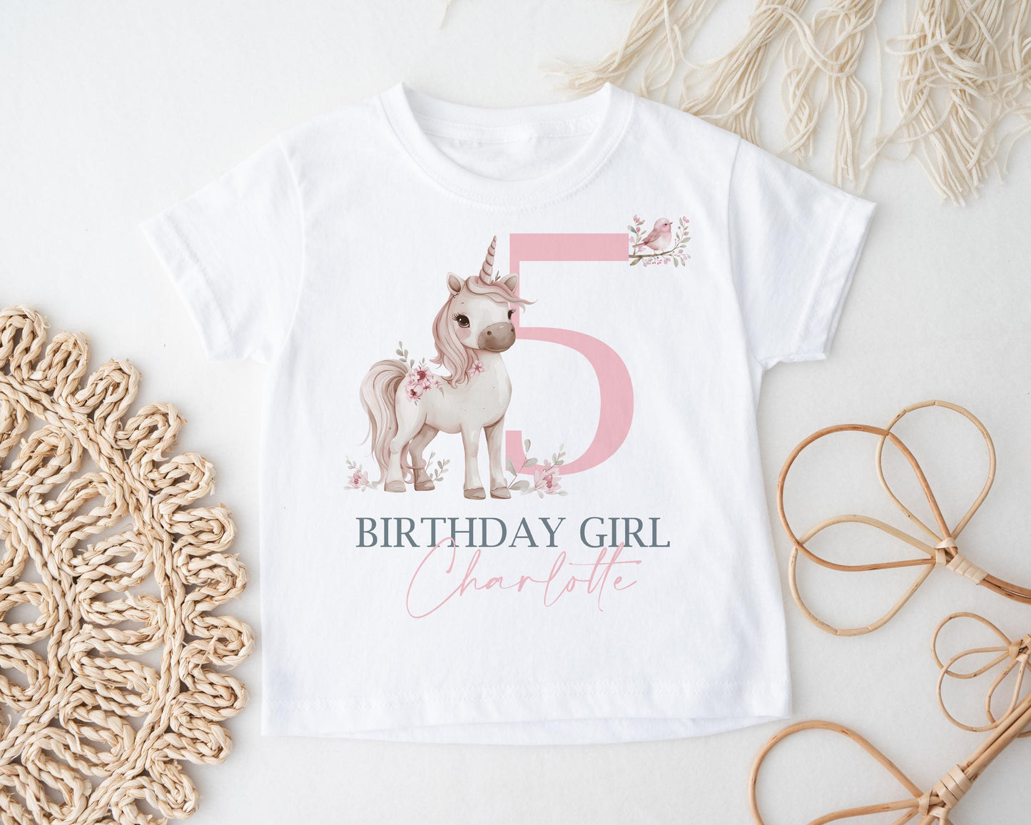 Child's Unicorn Birthday T-shirt, Personalised Girls Tee