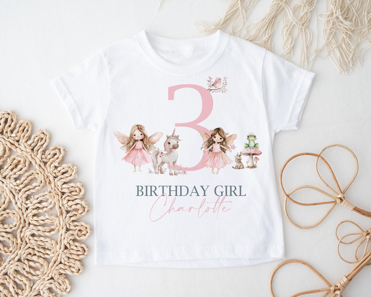 Fairy Birthday Girl T-Shirt, Personalized Kids Tee