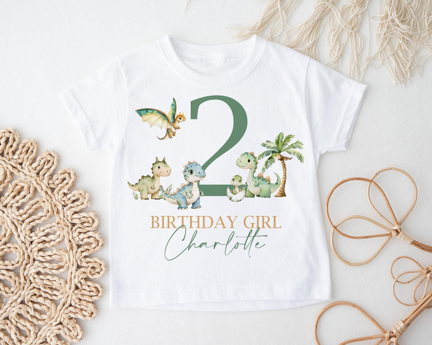 Child's Dinosaur Birthday T-Shirt, Personalised Kids Tee
