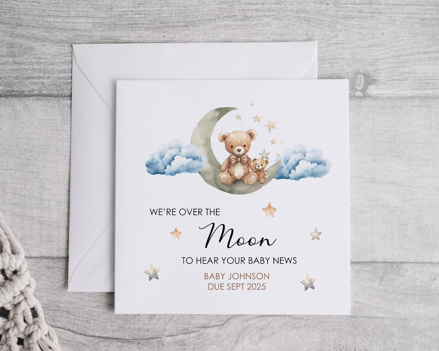 Over the Moon Pregnancy Card, Baby Announcement Card