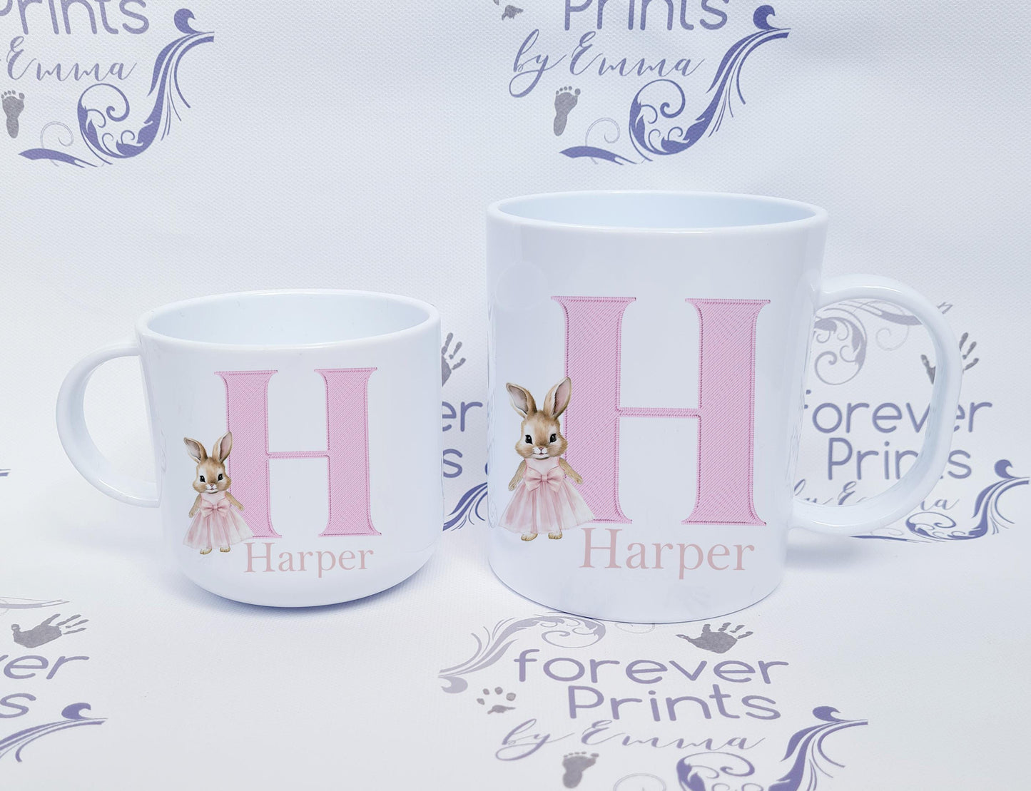 Personalized Easter Mug, Unbreakable Polymer Mug, Rabbit Initial