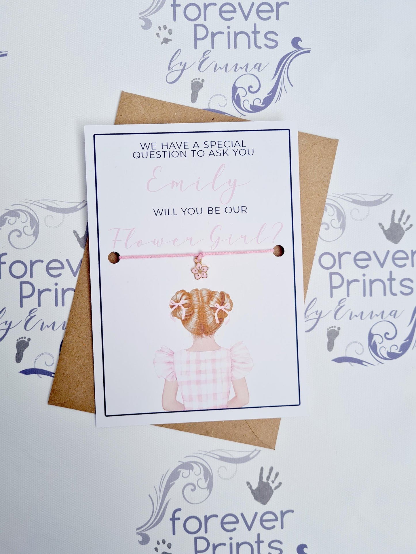 Flower Girl Wish Bracelet, Pink Flower Charm, Wedding Favor