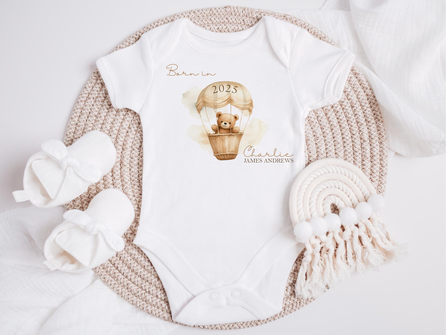 Personalised New Baby 2026 Vest, Bib Set