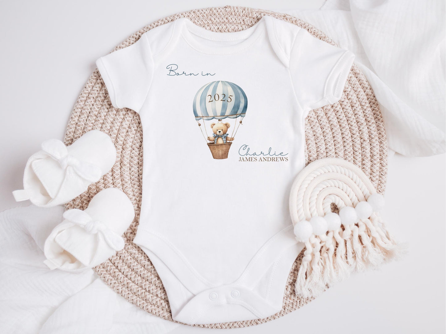 Personalised New Baby 2026 Vest, Bib Set