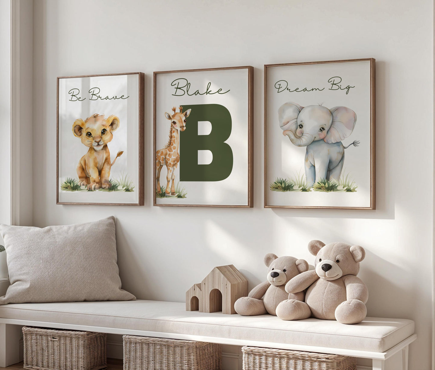 Safari Nursery Prints, Jungle Animals Wall Art Set