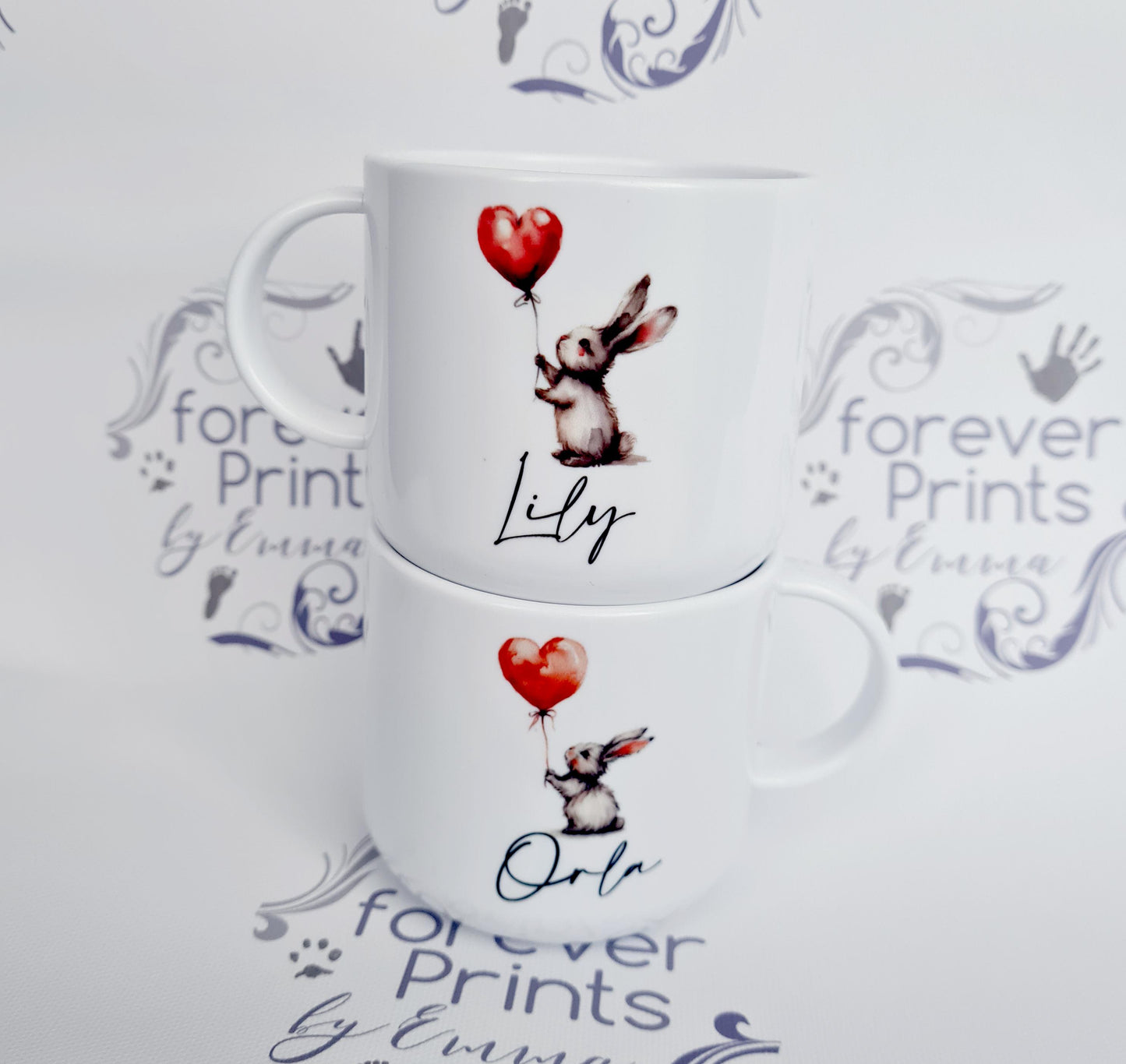 Personalised Valentine's Day Bunny Mug, Unbreakable Polymer Mug (6oz/11oz)