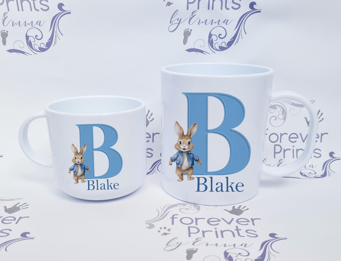 Personalized Easter Mug, Unbreakable Polymer Mug, Rabbit Initial