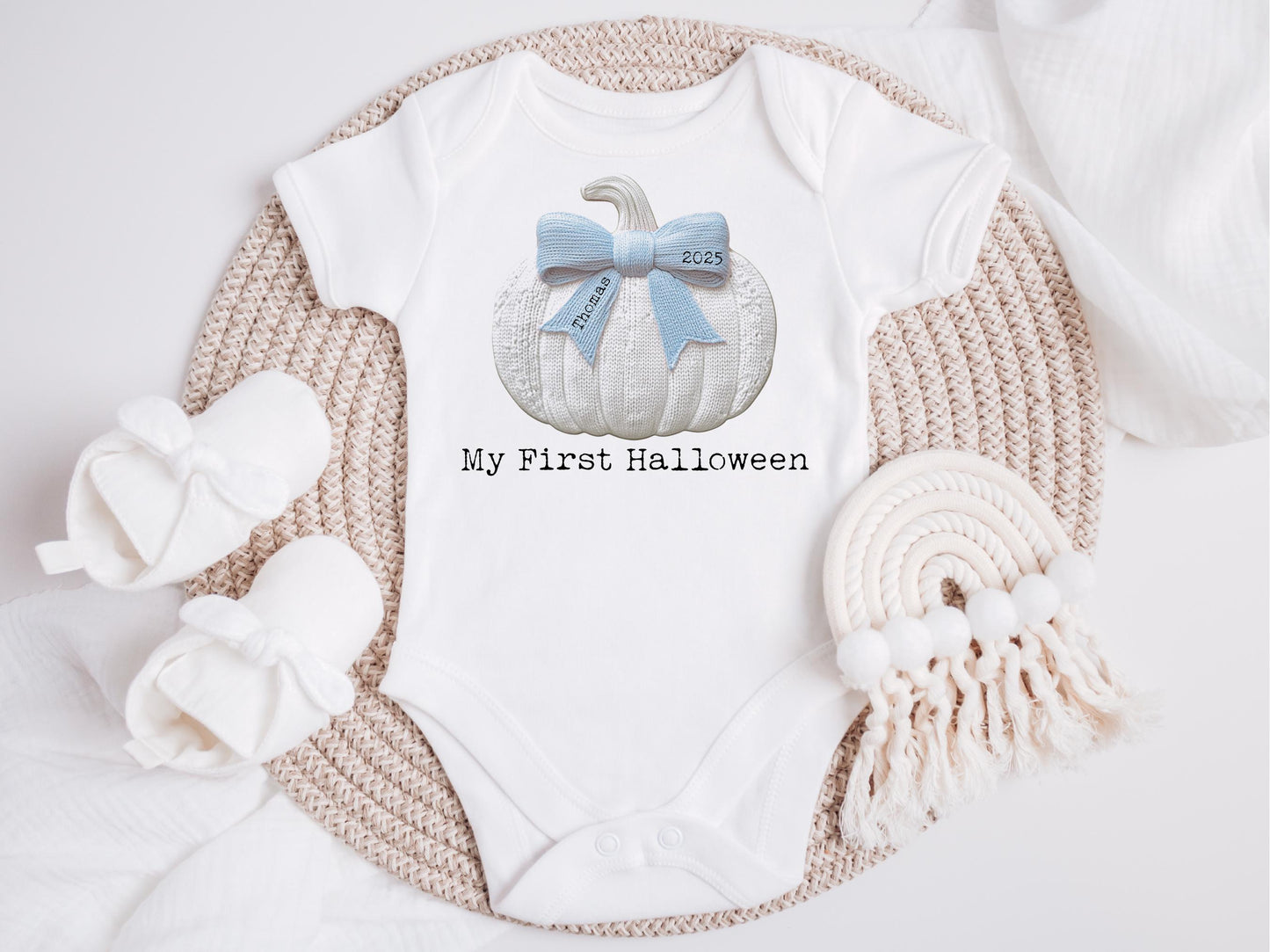 Personalised First Halloween Baby Bodysuit, Pumpkin Design