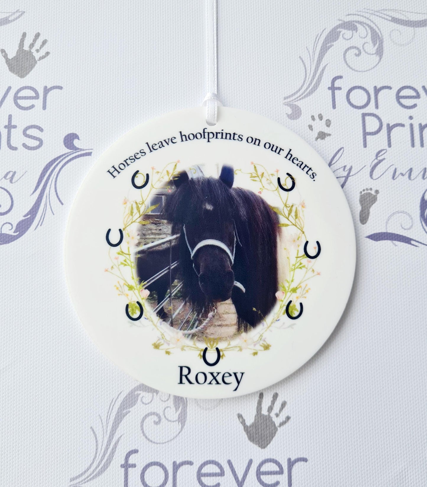 You left hoofprints on our heart horse memorial hanging decoration, pet memorial gift