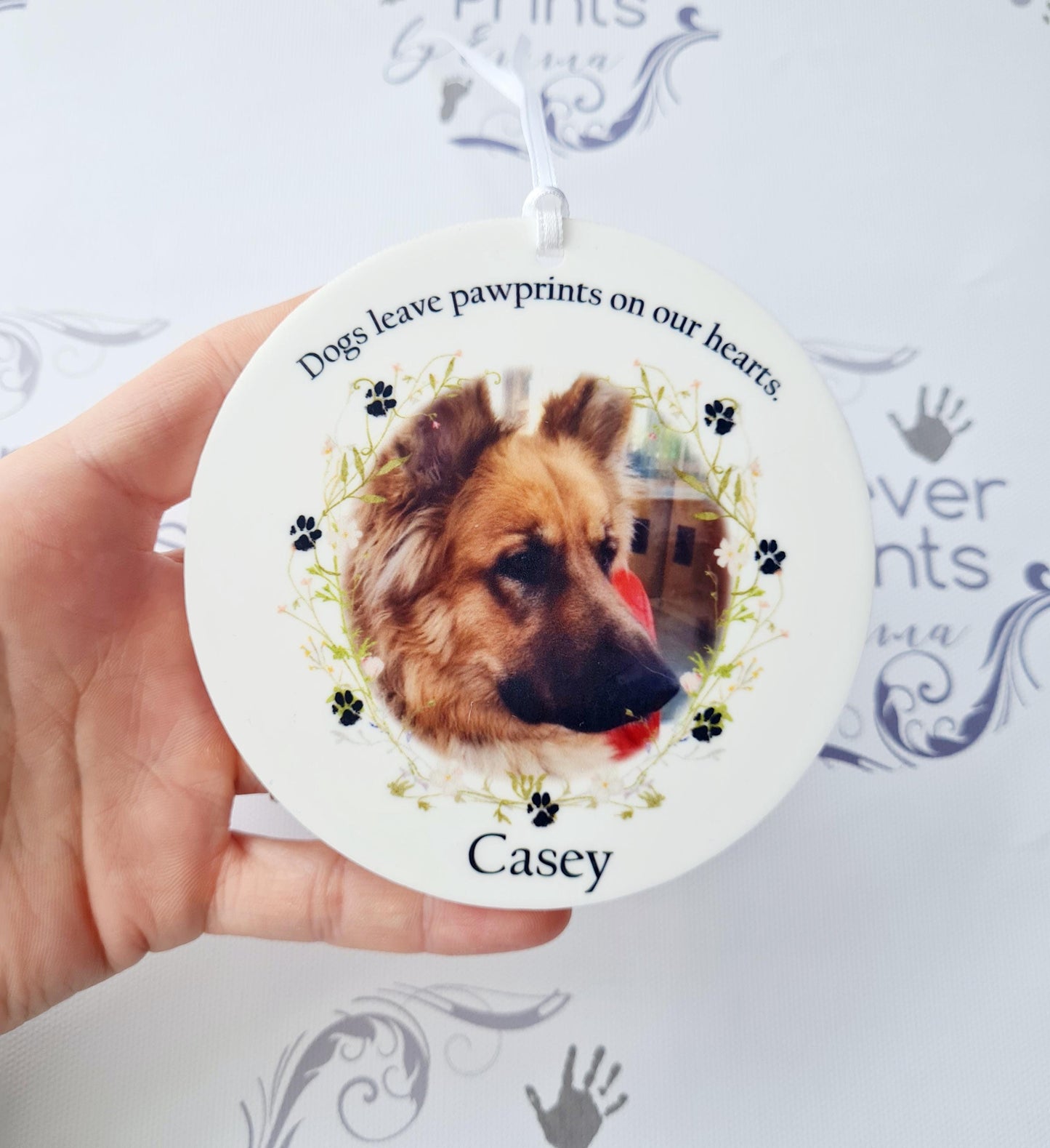 You left pawprints on our heart dog memorial hanging decoration, pet memorial gift