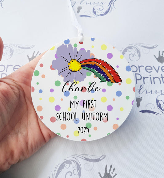 Personalised First Day of School Uniform Tag, Keepsake Decoration