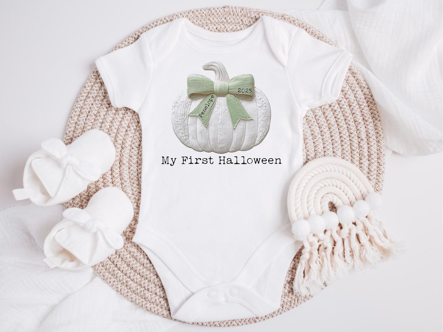 Personalised First Halloween Baby Bodysuit, Pumpkin Design